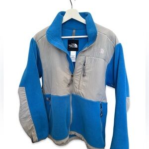 Vintage The North Face Blue and Gray Fleece Jacket